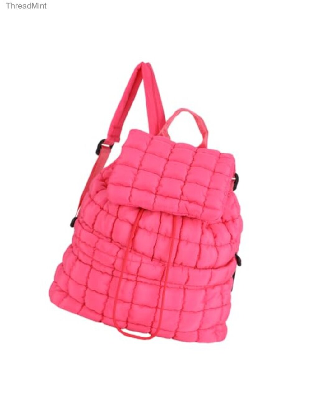 Quilted Puffer Backpack for Women, Lightweight Nylon Drawstring Travel Gym Bag